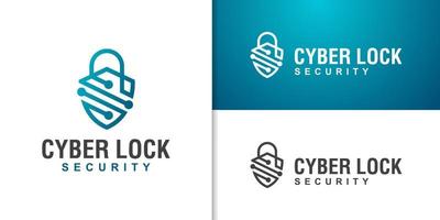 plantilla de vector de diseño de logotipo de seguridad en línea de internet cibernético