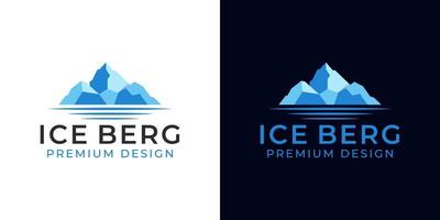 logotipo de iceberg de montaña. pico de hielo geométrico montaña de hielo flotante diseño de vector de glaciar de tierra de hielo