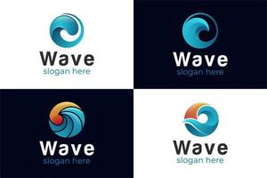 blue water wave logo. abstract splashes liquid waves elements logo bundle collection vector