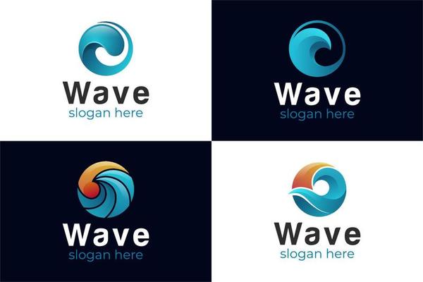 blue water wave logo. abstract splashes liquid waves elements logo bundle collection
