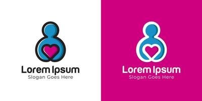 modern logos of people care or giving love for couple icon design template vector