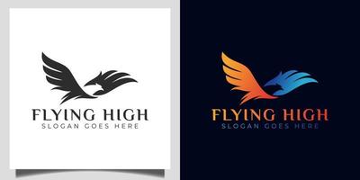 faster Flying high bird eagle, falcon, phoenix modern silhouette logo for brand identity vector