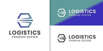 hexagonal con un símbolo más rápido para el diseño del logotipo de entrega logística express vector