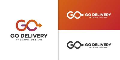 modern go delivery logo with business arrow fast icon vector design for logistics, ship, food delivery logo