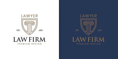 logotipo de abogado defensor con símbolo de escudo estilo lineal para el logotipo de identidad de la empresa del bufete de abogados