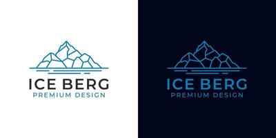 logotipo de iceberg de montaña lineal. pico de hielo geométrico montaña de hielo flotante con estilo de arte de línea simple vector