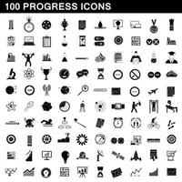 100 progress icons set, simple style vector