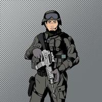 Military comics man vector