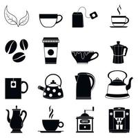 conjunto de iconos de té y café vector