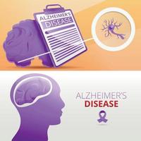 Alzheimer mind dementia banner set, cartoon style vector