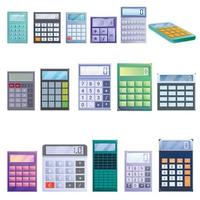 Calculator icons set, cartoon style
