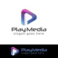 modern color logos of Play media with letter P symbol can be used mobile apps icon design vector