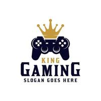 stick or joystick with crown king sport gaming for game shop, gamer pro player logo design vector