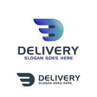 letter D fast delivery combined wings icon for logistic logo template vector