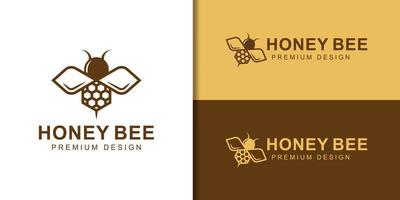 animales de abeja de miel con el logo del concepto de panal. logotipo de abeja de miel dulce, etiquetas de miel, productos, símbolo de comida dulce vector