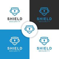 secure technology logo with shield symbol, icon design for cyber army, security system vector