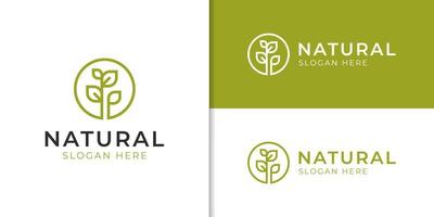 nature leaf plant grow minimalist logo design for agriculture, greening, garden vector