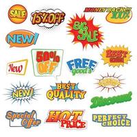 Pop art comic sale discount icons vector