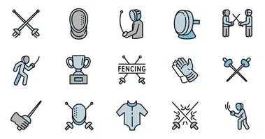 Fencing icons set outline vector. Sport fencer vector