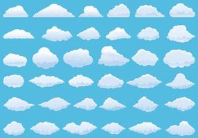 conjunto de iconos de nube, estilo de dibujos animados vector