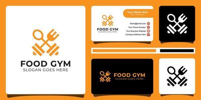 food logo symbol of Healthy lifestyle for Fitness center, vegetarian food stores, cafe, restaurant with business card vector