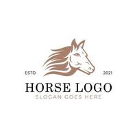diseño de logotipo de carrera animal, elegante plantilla de vector de logotipo vintage de cabeza de caballo