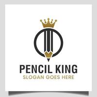 king creativity with pencil and crown icon for education school, college, creative designer logo vector