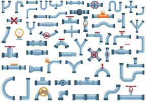 Pipe icons set, cartoon style vector