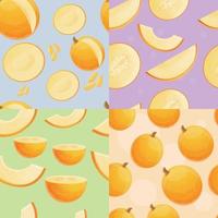 Fresh melon pattern set, cartoon style vector