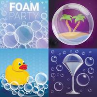 Foam effect banner set, cartoon style vector