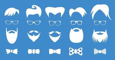 conjunto de silueta blanca de elementos hipster vector