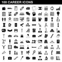 100 career icons set, simple style vector