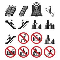 Escalator icons set, simple style vector