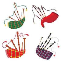 Bagpipes icons set, flat style vector