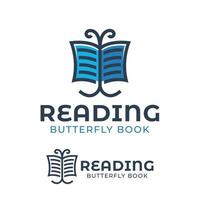 creative idea logos of reading book with abstract animal butterfly design concept for kids library, school student vector