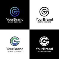 initial letter GC or CG technology system future simple gradient logo template vector