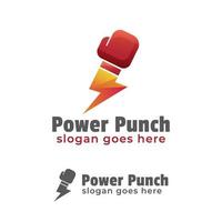 thunder fist or boxing logo. power punch of hand fist vector symbol icon design