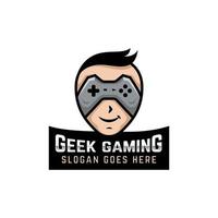 geek gaming mascot character with stick game for e sport player logo template vector