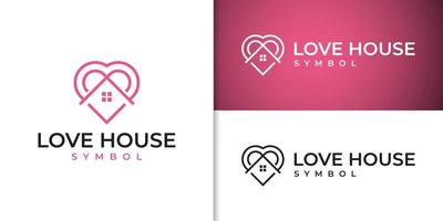 building love house or beautiful healthcare home logo. dream house real estate logo design vector