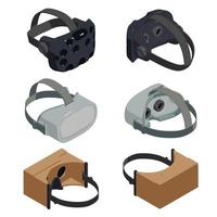 Game goggles icons set, isometric style vector