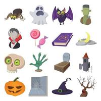 iconos de dibujos animados de halloween vector