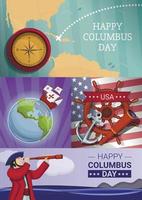 Columbus day banner set, cartoon style vector