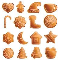 Gingerbread icons set, cartoon style