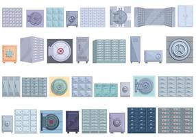 conjunto de iconos de sala de depósito, estilo de dibujos animados vector