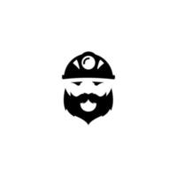 Miner in a helmet logo. Vector illustration on white background.