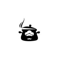 Silhouette of pan with ajar lid and steam. pan icon graphic vector illustration