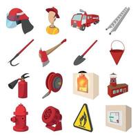 Firefighter cartoon icons set vector