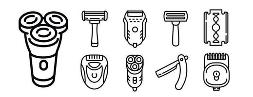 Shaver icons set, outline style vector