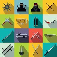 conjunto de iconos planos ninja