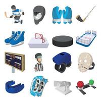 Hockey cartoon icons set vector